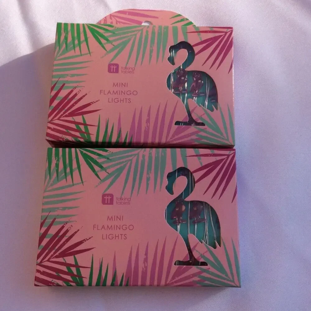 Talking Tables New Tropical Mini Pink Flamingo LED Lights Set Of 2 Decor Party